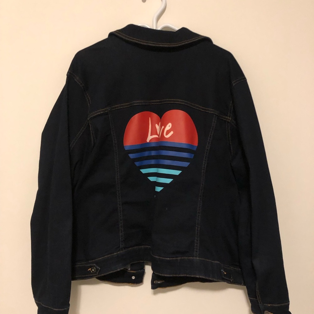 Dark blue Denim Jacket with Heart Design